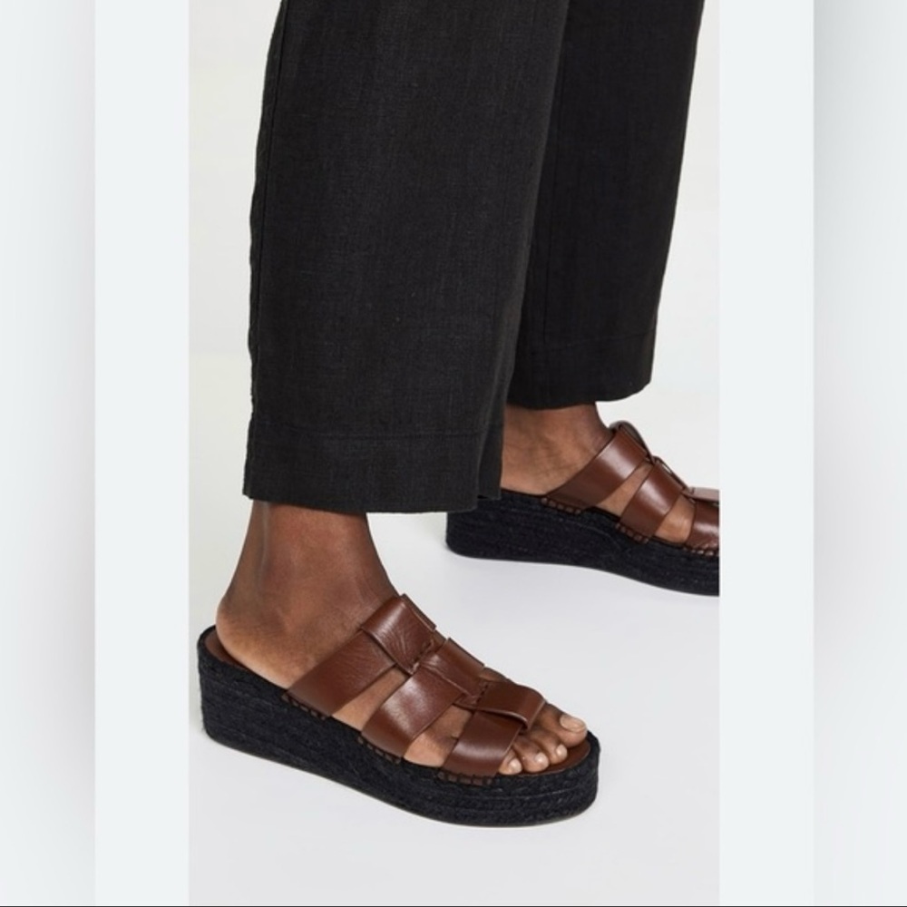 Vince Sabella Mahogany Brown Espadrille Wedge Sandals Platform Women Sz 10 NEW